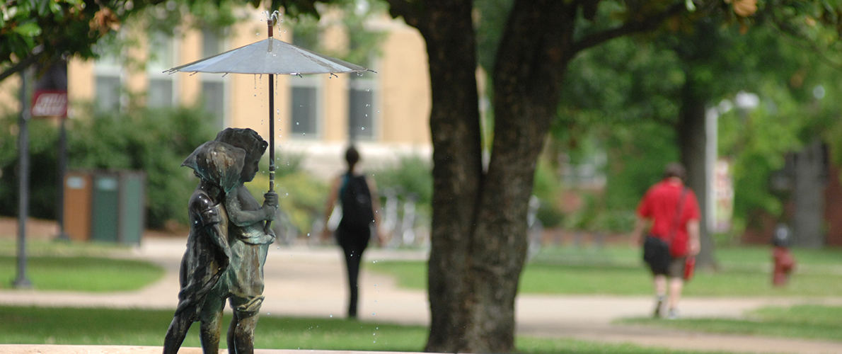Closeup of fountain on SIUC campus